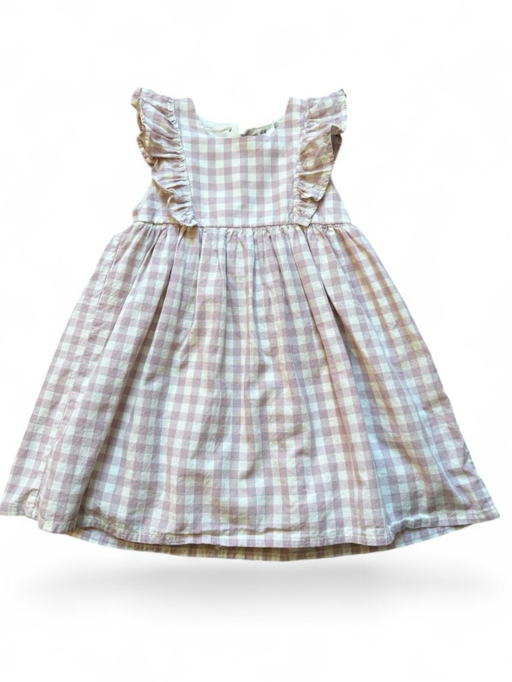 Pink Gingham Dress | Ruffle-Sleeve | Cotton | Lined | 3T